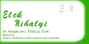 elek mihalyi business card